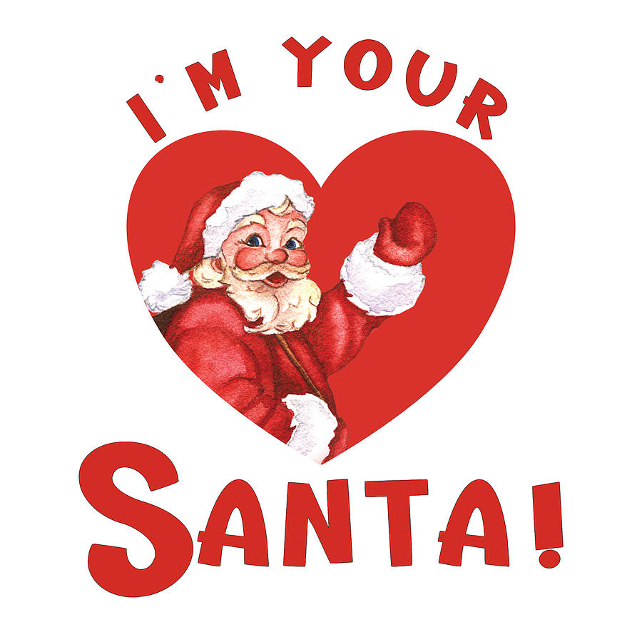 Vintage Christmas Santa Heart - Im Your Santa Digital Art by Bob Pardue