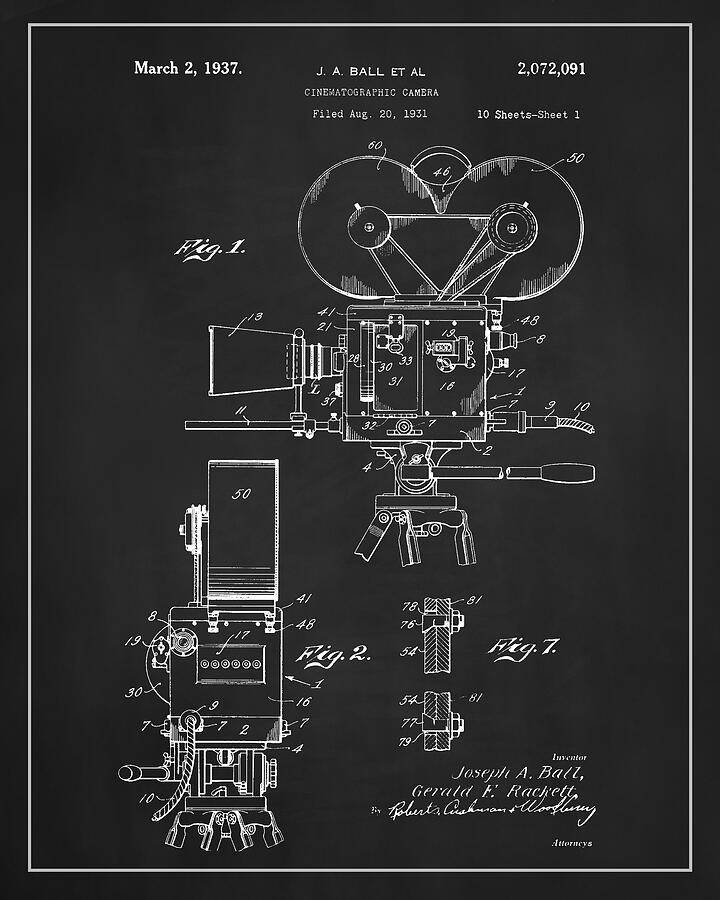 Vintage Cinematographic Camera Patent Drawing Digital Art by Dale Kincaid Vintage Cinematographic Camera Patent Drawing Digital Art by Dale Kincaid