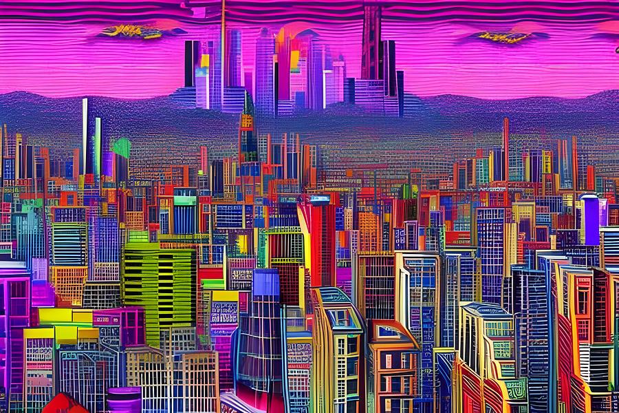 Vintage City Skylines Digital Art by Marcin Pasnicki - Fine Art America