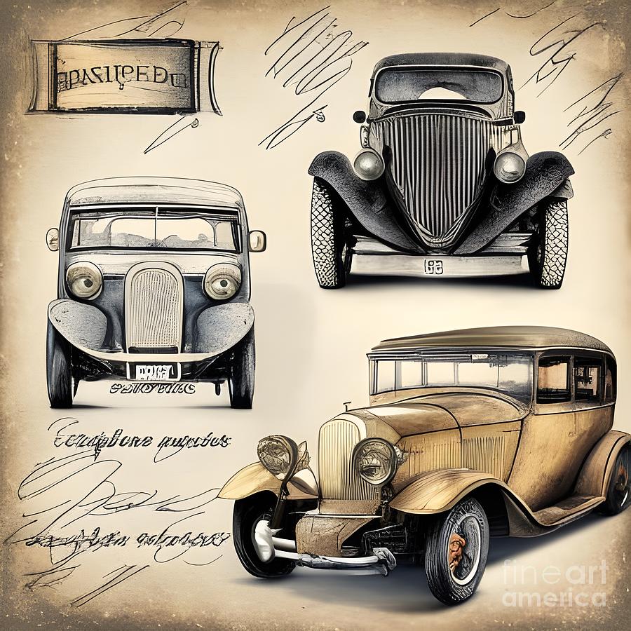 Vintage Classic Cars Design Digital Art by Popa Cristian - Fine Art America