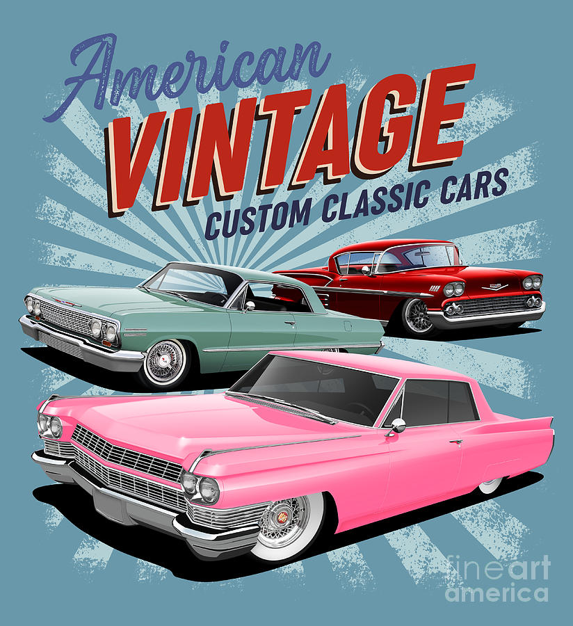 Vintage Classic Coupes Digital Art By Paul Kuras Pixels 