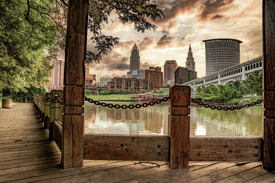 Cleveland Ohio Photograph - Vintage Cleveland Ohio Skyline From Heritage Park by Gregory Ballos
