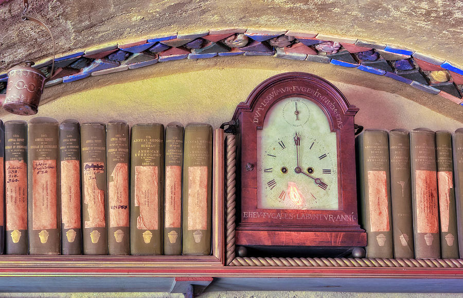 Vintage Clock And Books  Photograph by Susan Candelario