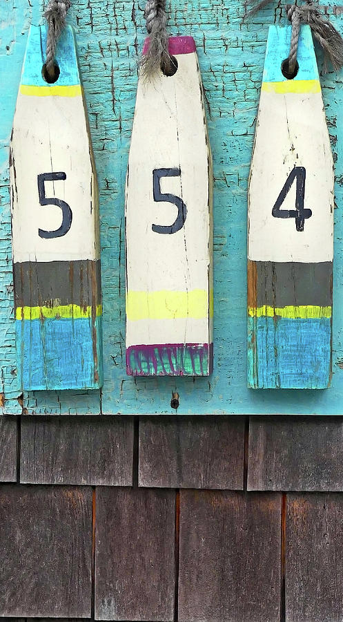 Vintage Coastal House Numbers Painting by Sharon Williams Eng