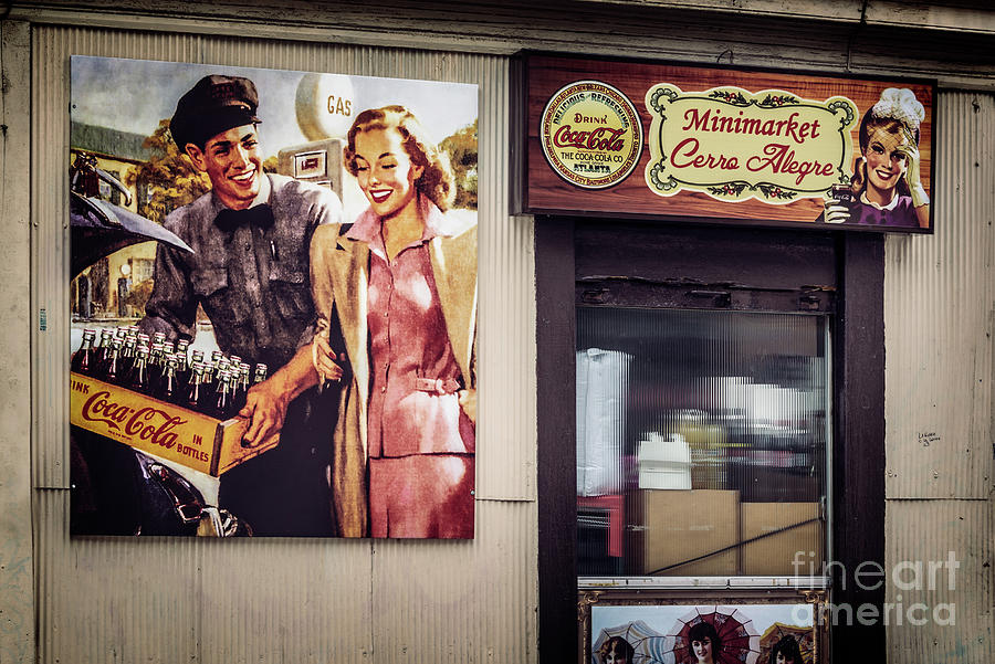 Vintage Coca Cola ad in Valparaiso Photograph by Delphimages Photo Creations