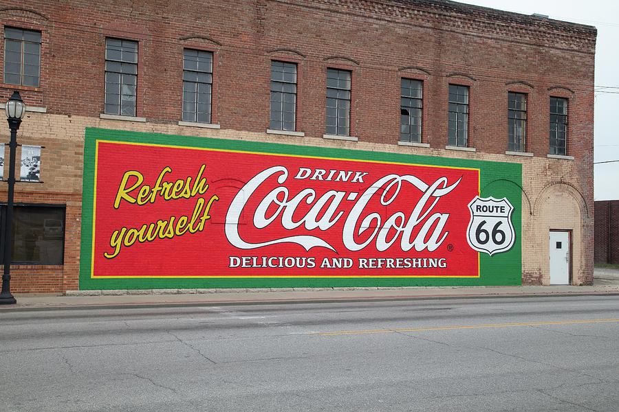 Vintage Coca Cola mural advertisement on Historic Route 66 in Galena Kansas Photograph by Eldon McGraw
