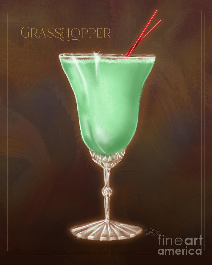 Vintage Cocktails-Grasshopper Mixed Media by Shari Warren