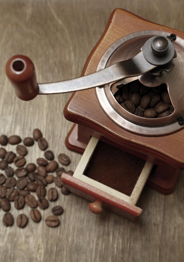 Vintage Coffee Grinder And Beans Photograph by Mikhail Kokhanchikov