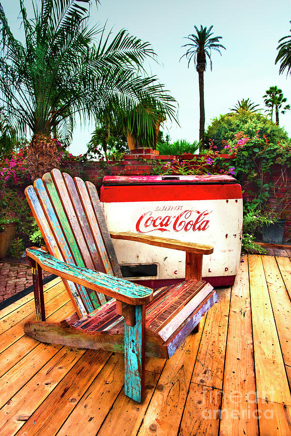 Vintage Coke Machine With Adirondack Chair Photograph by Jerry Cowart