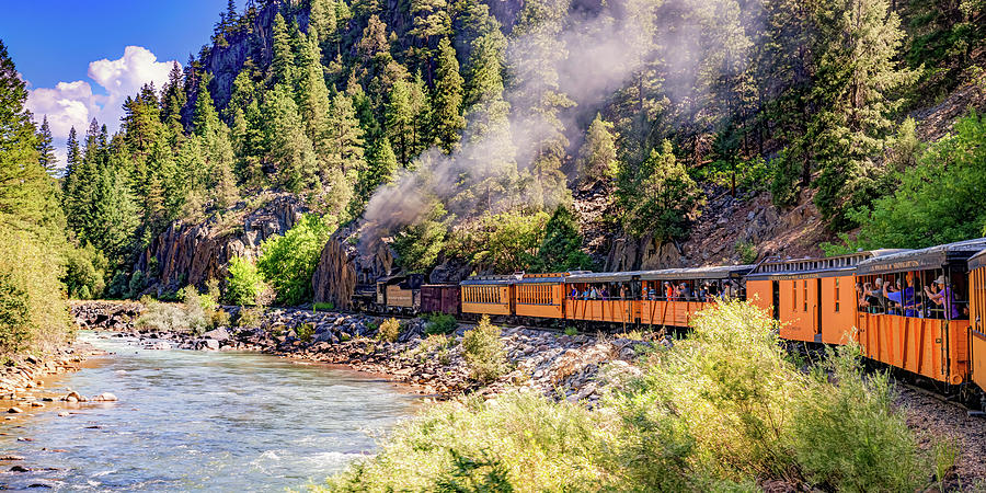 Vintage Colorado Train Ride Along the Animas River Panorama Photograph by Gregory Ballos