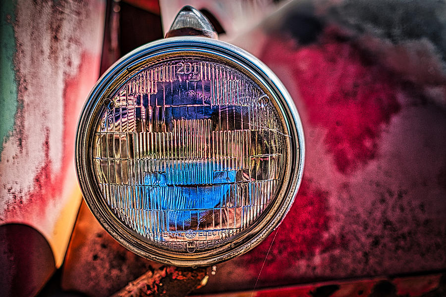 Vintage Colorful Headlight Photograph by Stuart Litoff