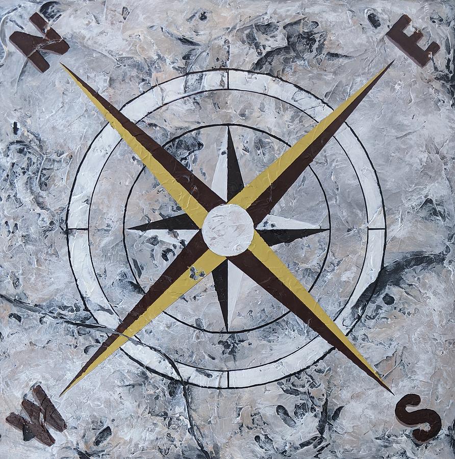 Vintage Compass Painting by David Keenan