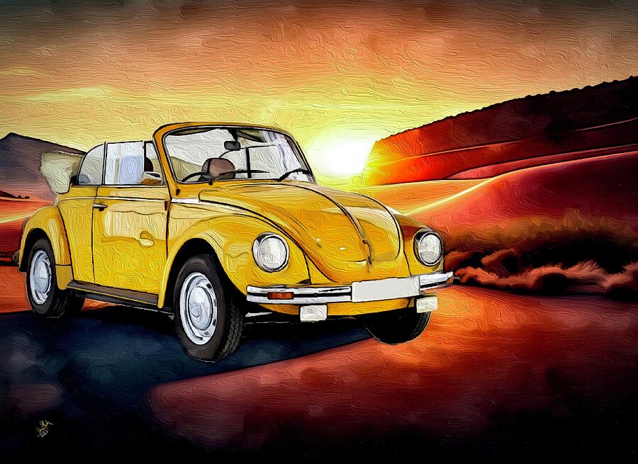 Vintage Convertible Beetle  Painting by Anas Afash