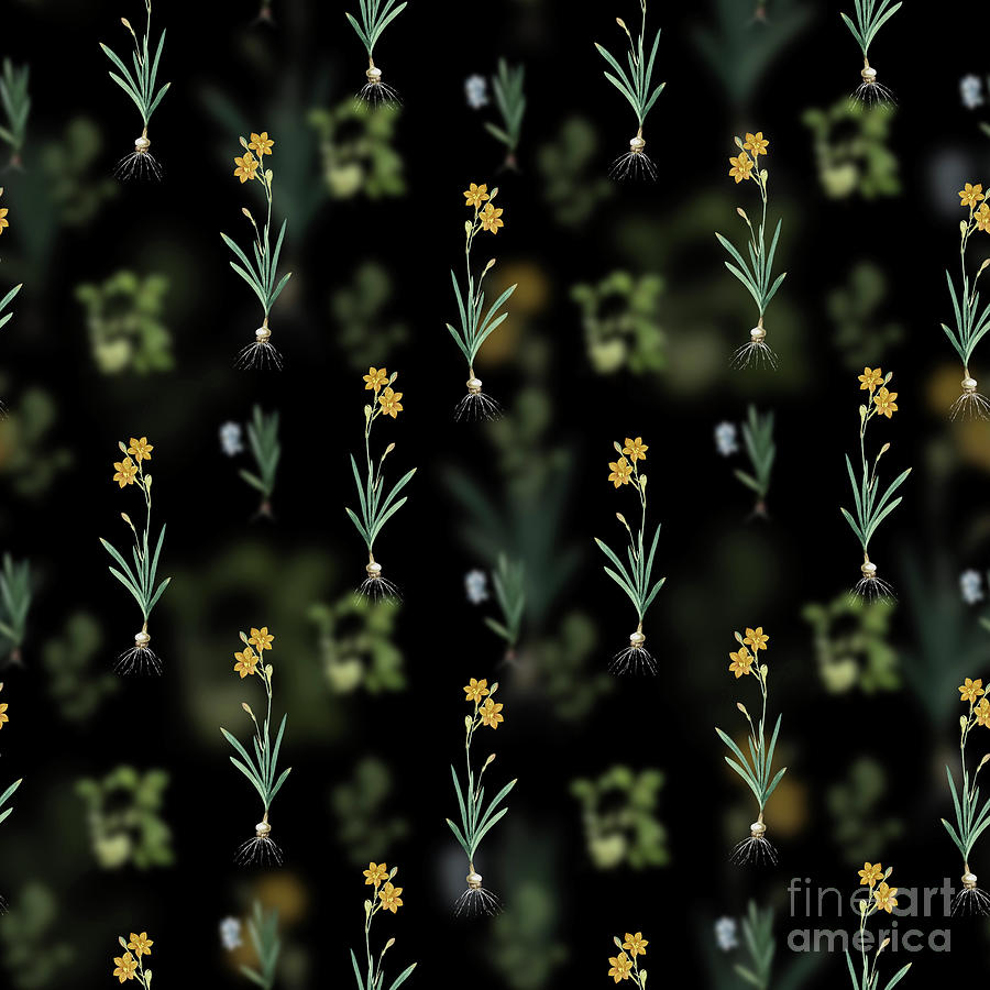 Vintage Coppertips Floral Garden Pattern on Black n.2111 Mixed Media by Holy Rock Design
