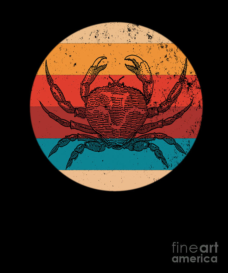 Crayfish Digital Art - Vintage Crab Lover Retro Style Silhouette Gift by Art Grabitees