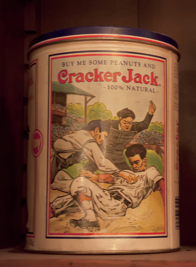 Cracker Jack Photograph - Vintage Cracker Jack Tin by Flees Photos