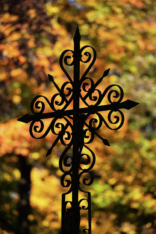 Vintage Cross Silhouette In Autumn  Photograph by Artur Bogacki