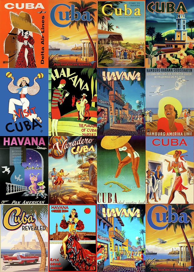 Vintage Cuba Travel Posters Photograph by Al Hurley