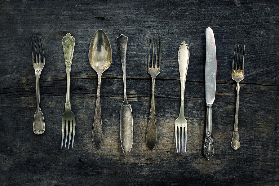 Vintage Photograph - Vintage cutlery by Zoltan Toth