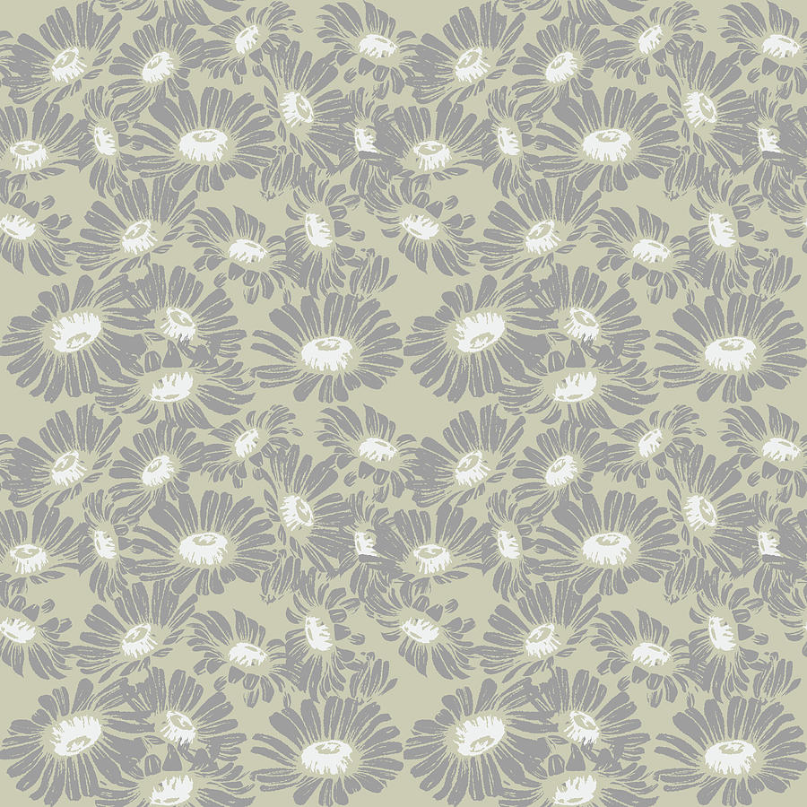 Vintage Daisy Flower Pattern - 01 Digital Art