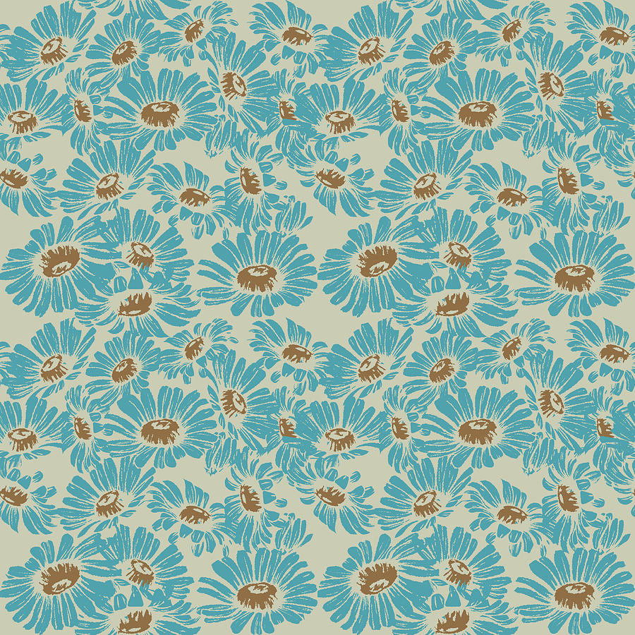 Vintage Daisy Flower Pattern - 02 Digital Art