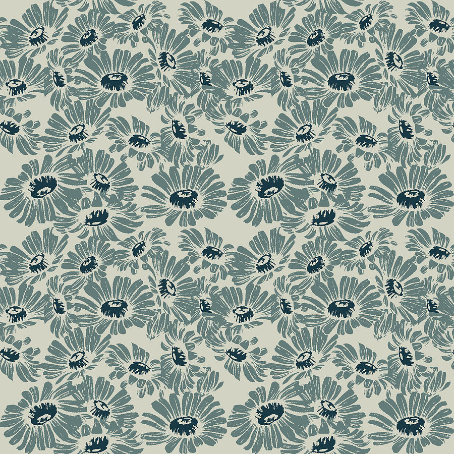 Vintage Daisy Flower Pattern - 04 Digital Art