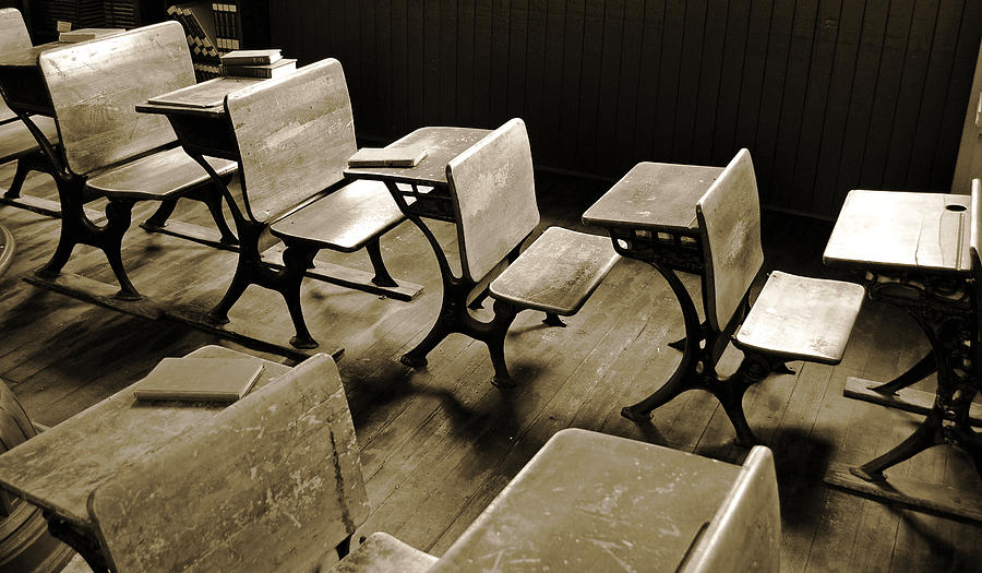 Vintage  Desks in Sepia Photograph by Wwing