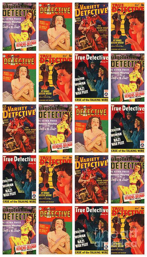 Vintage Detective Magazines Mixed Media by Sally Edelstein