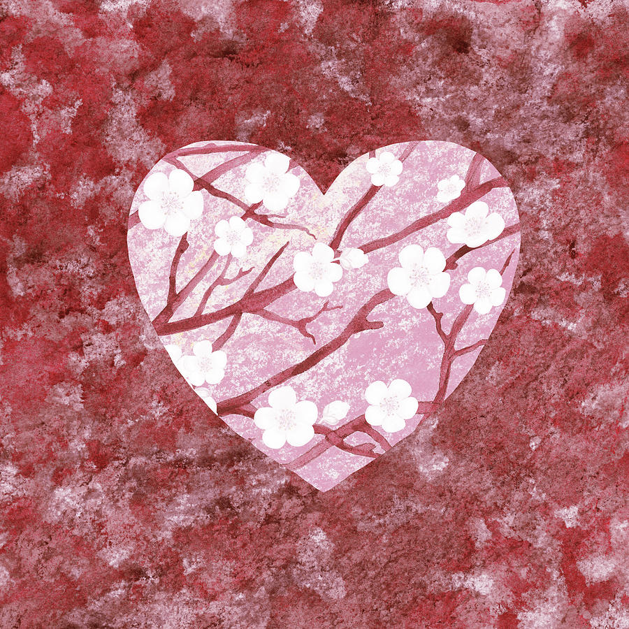 Vintage Dusty Soft Pink Floral Heart IV Painting by Irina Sztukowski