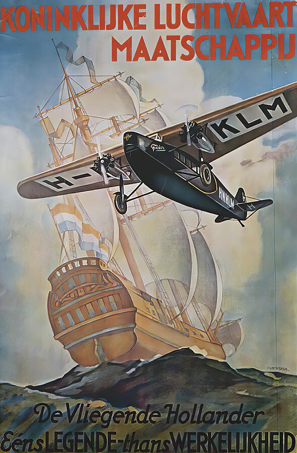 Vintage Dutch Airline Travel Poster Painting by Vintage Travel Poster Vintage Dutch Airline Travel Poster Painting by Vintage Travel Poster