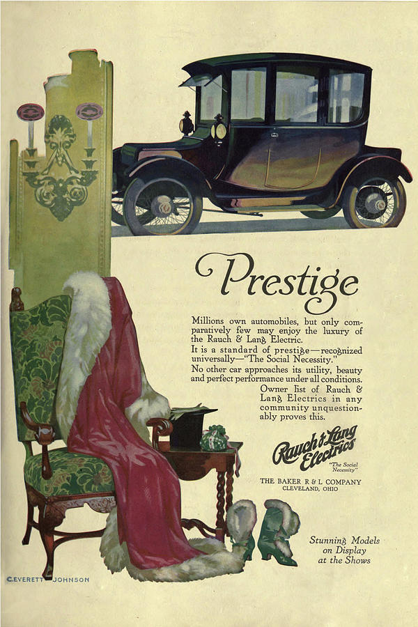 Vintage Electric Car Ad Painting by Peggy Collins