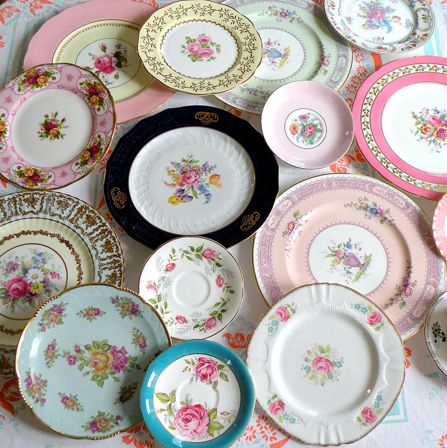 Vintage European china plates Photograph by Highteaforalice.com