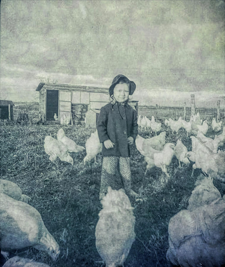 Vintage Farm Girl photo Photograph by Cathy Anderson