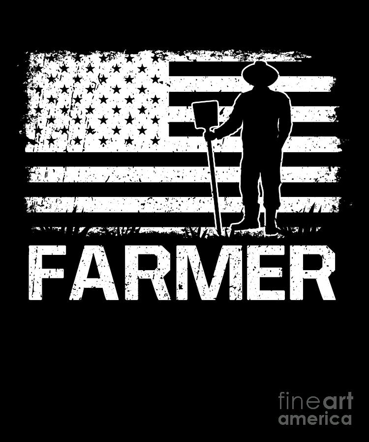 Vintage Farm USA Flag Patriotic American Farmer Digital Art by J M