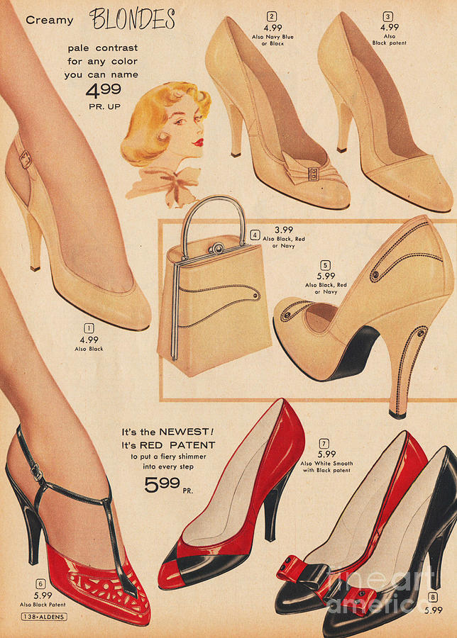 Vintage Fashion Creamy Blonde Shoes  Mixed Media by Sally Edelstein