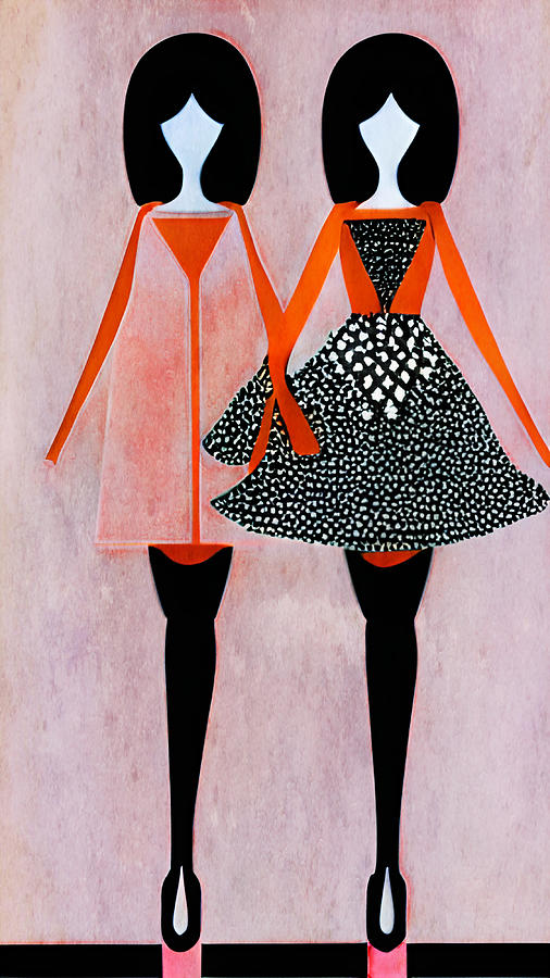 Vintage Fashion Women Silhouettes with Short Dresses Digital Art by Amalia Suruceanu