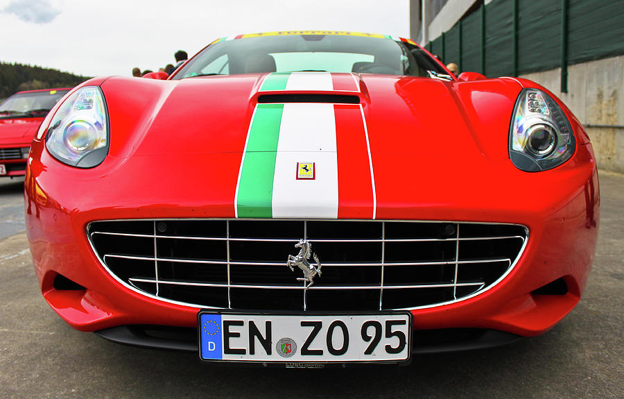 Ferrari Italian Flag Stripe Race Car Photograph by Steven Shaver