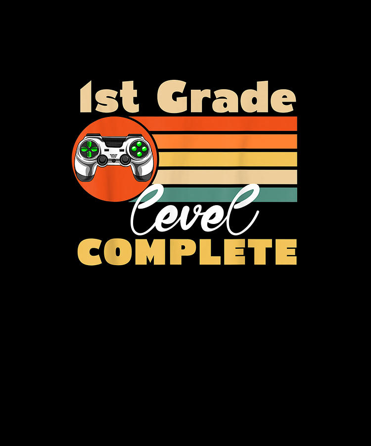 Vintage First Grade Level Complete Video Gamer Graduation Drawing By Yvonne Remick