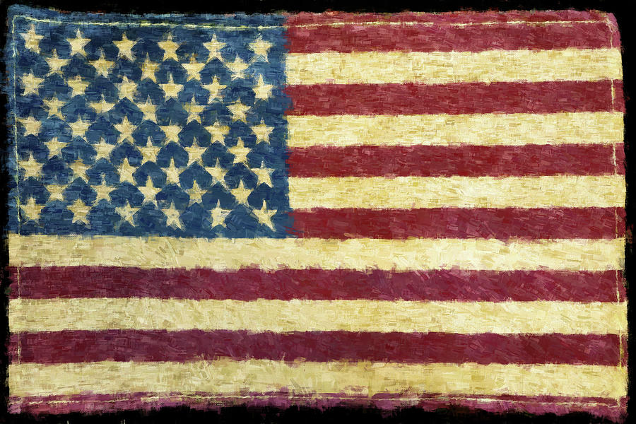Vintage Flag 1 Painterly Version 2 Photograph by Carrie Ann Grippo-Pike
