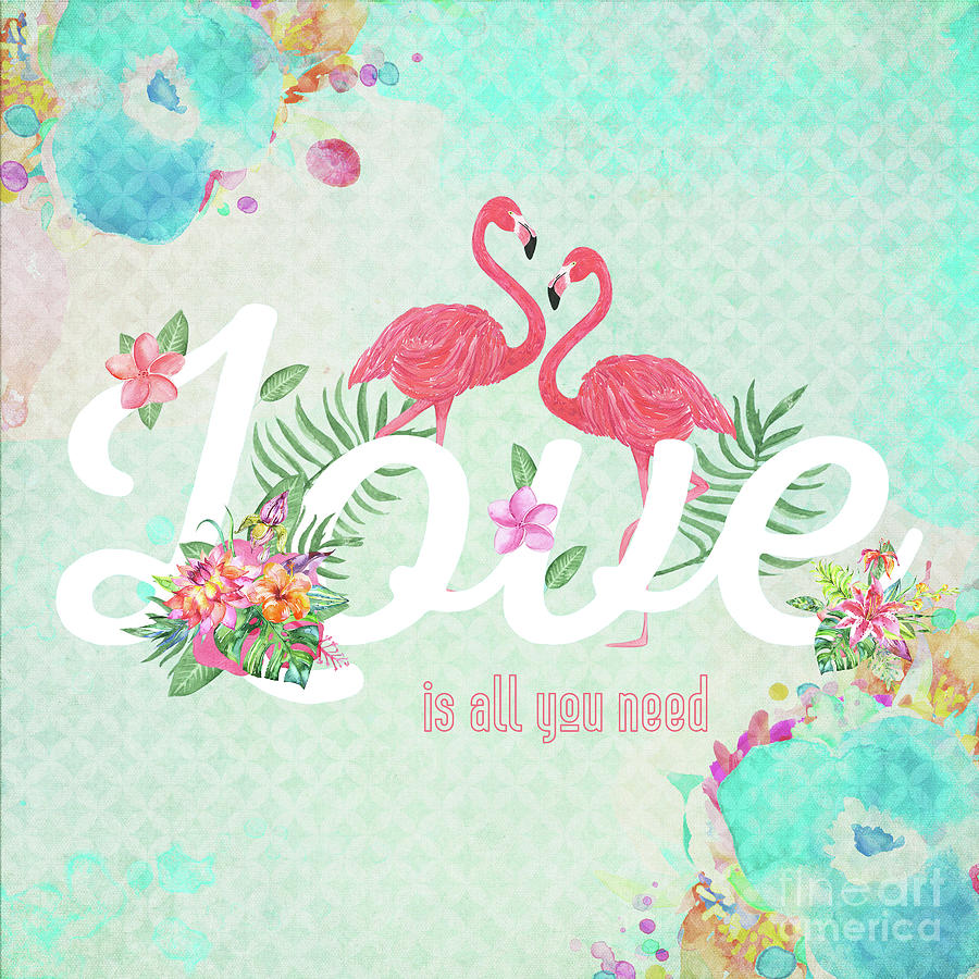 Vintage Flamingos - Love Is All You Need Is Love Mixed Media