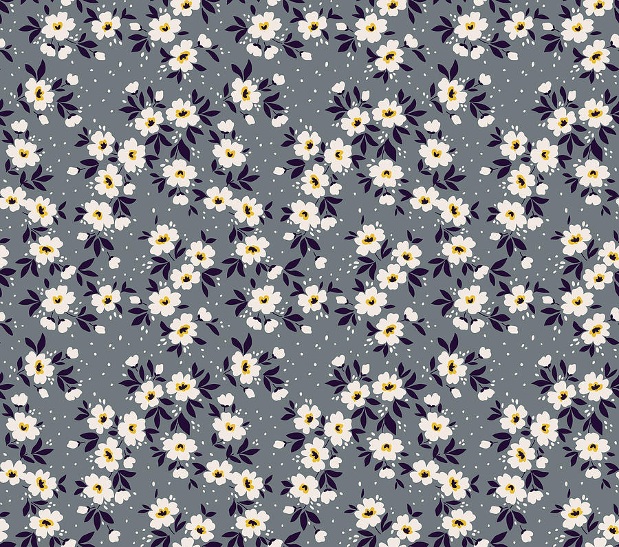 Seamless floral pattern on a white background. Vintage style. The