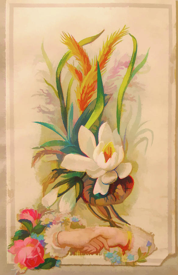 Vintage Floral Calling Card Digital Art by Cathy Anderson