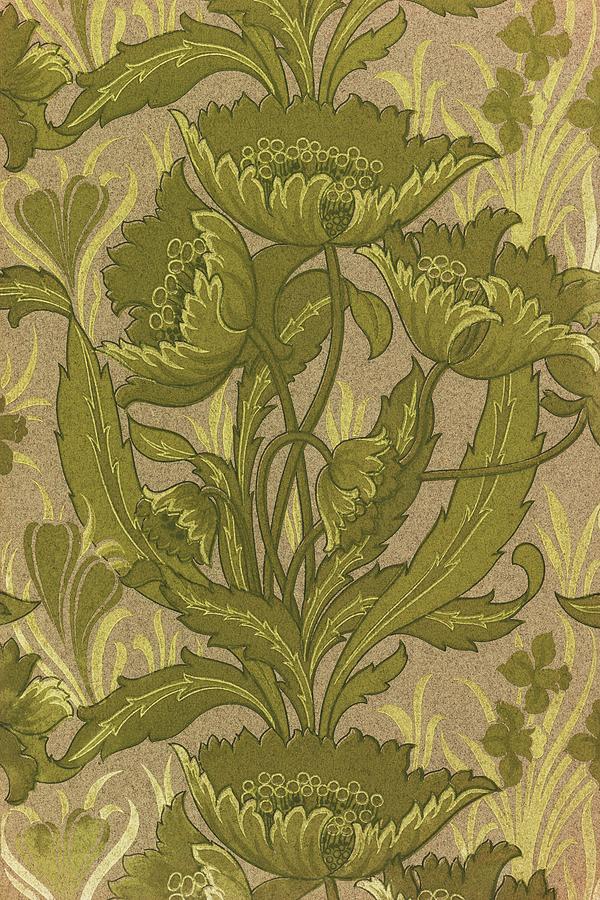 Vintage floral wallpaper ca 1907-1908 in high resolution Painting by ...