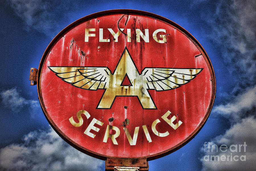 Vintage Photograph - Vintage Flying A Gas Sign by Paul Ward