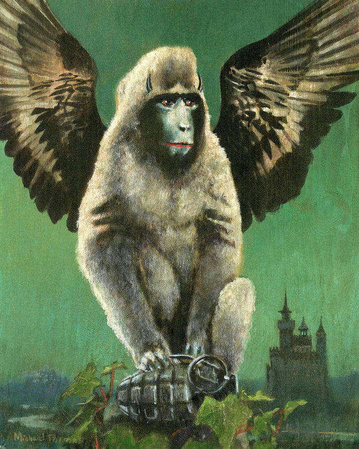 Vintage Flying Monkey Painting