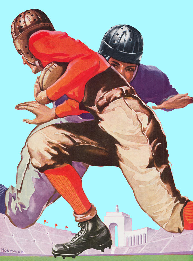 Vintage Football Art 1936 Gridiron Action Mixed Media by Row One Brand