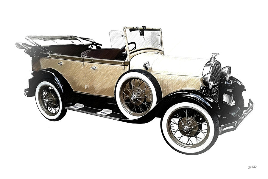 Vintage Ford Cabriolet Convertable - DWP1272954 Drawing by Dean Wittle