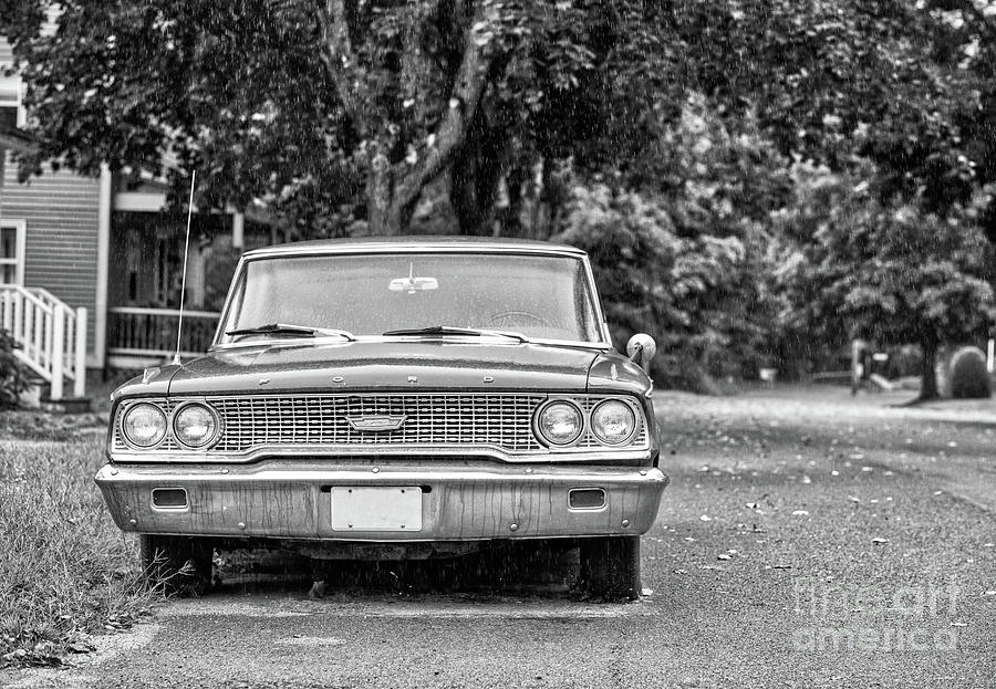 Vintage Ford Galaxie 500 Black and White HDR Photograph by Edward Fielding