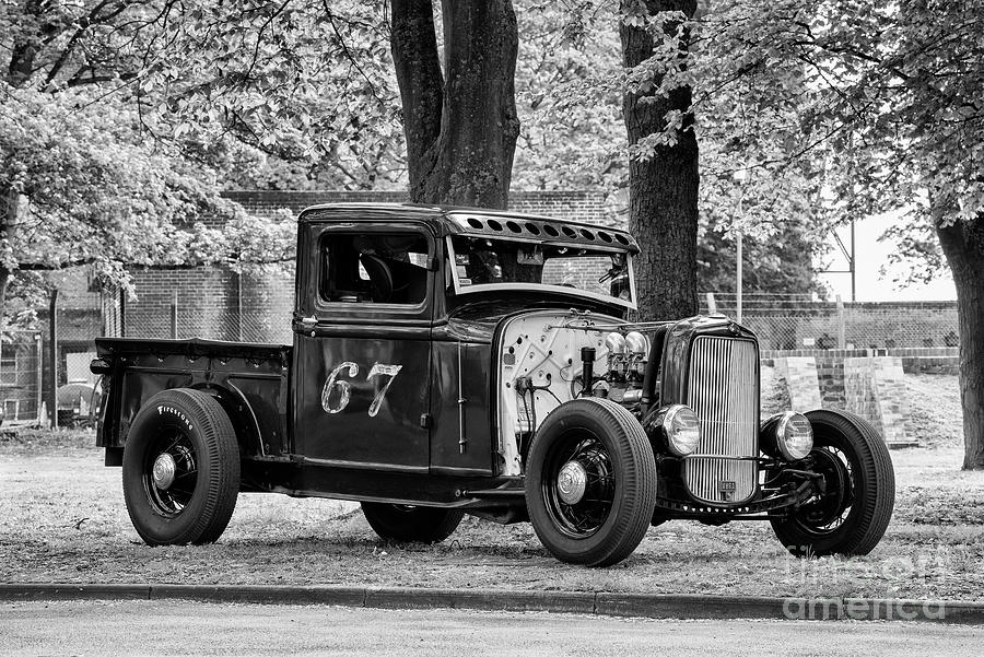 Vintage Ford Hot Rod Pick Up Monochrome Photograph by Tim Gainey