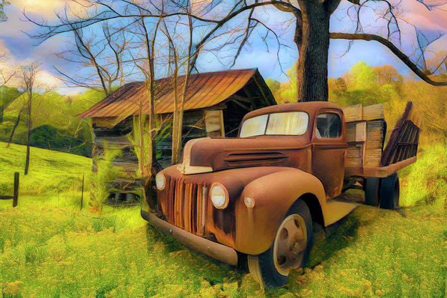 Vintage Ford in the Countryside  Abstract Art Photograph by Debra and Dave Vanderlaan